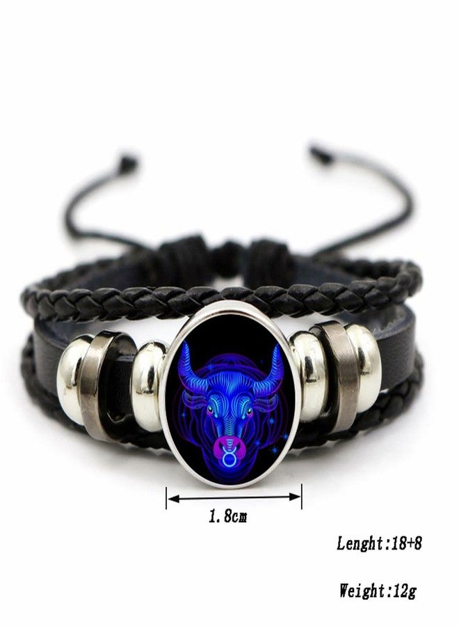 Aktully Leo Zodiac Signs Spirit Bracelet, Adjustable 12 Constellation Bracelet, Multilayer Black Leather Bracelets, Birthday Jewelry Gifts for Women Men - Image 4